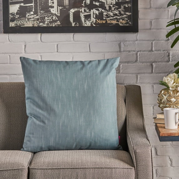 Noble House Misty 24x24" Square Indoor Fabric Large Throw Pillow in Teal Blue