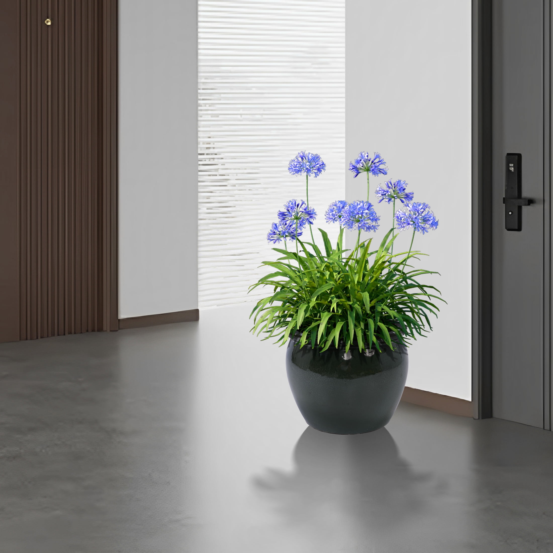 Noble House Modern Gary Ceramic Flowerpots, Gloss Finish with Drainage Hole for Indoor/Outdoor Use, Set of 3, Antique Blue Green