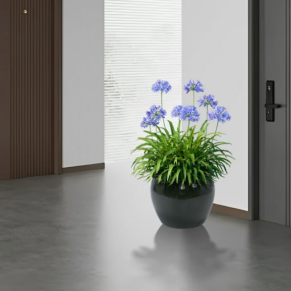 Noble House Modern Gary Ceramic Flowerpots, Gloss Finish with Drainage Hole for Indoor/Outdoor Use, Set of 3, Antique Blue Green