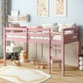 thumbnail image 1 of Noble House Modern Tilda Twin Loft Bed, Solid Rubber Wood Frame with Ladder, Spacious Under for Kids, Pink, 1 of 13