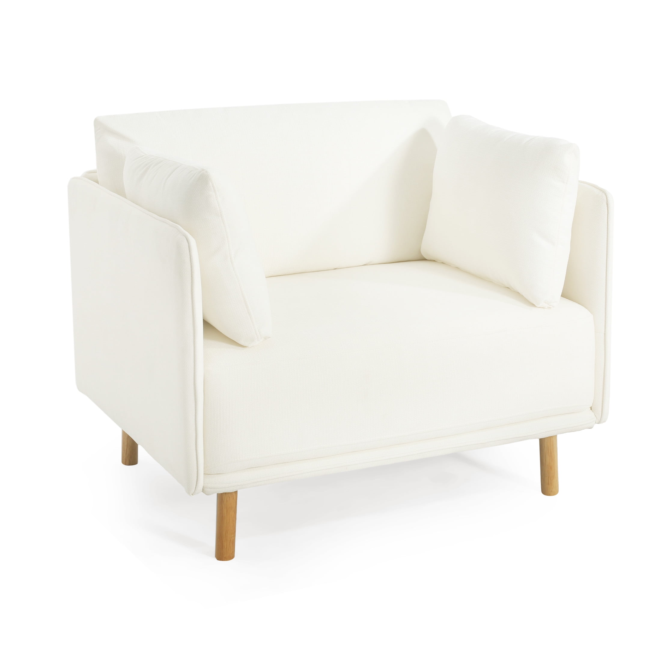 Noble House Modern Upholstered Accent Chair with Sturdy Wooden Legs, Cozy Seating for Living Room, White