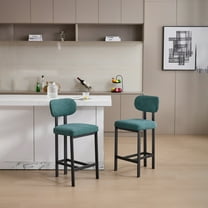 Noble House Modern Upholstered Fabric Bar Stools with Metal Legs, Set of 2, Antique Green