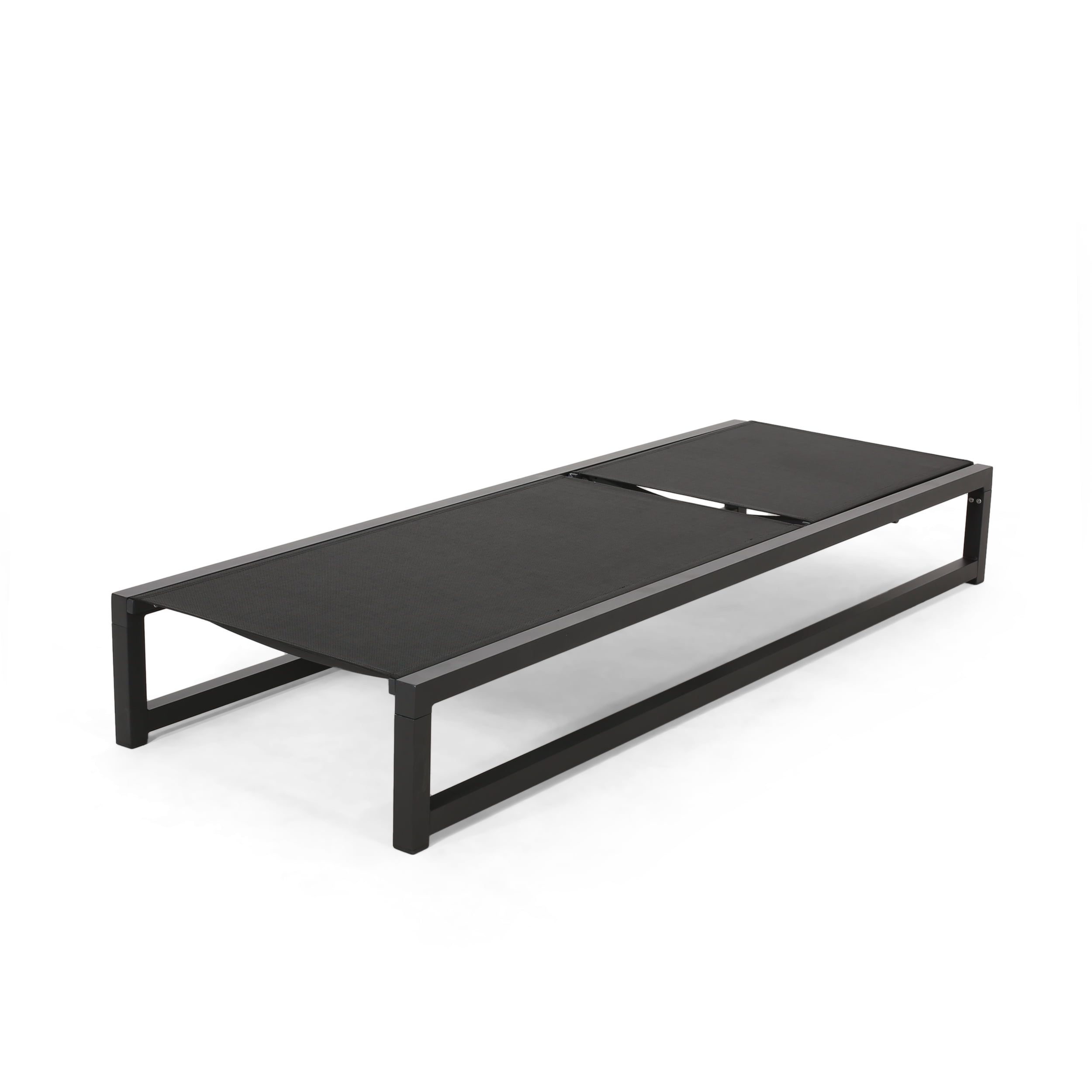 Noble House Modesta Outdoor Aluminum Chaise Lounge with Mesh Seating Black