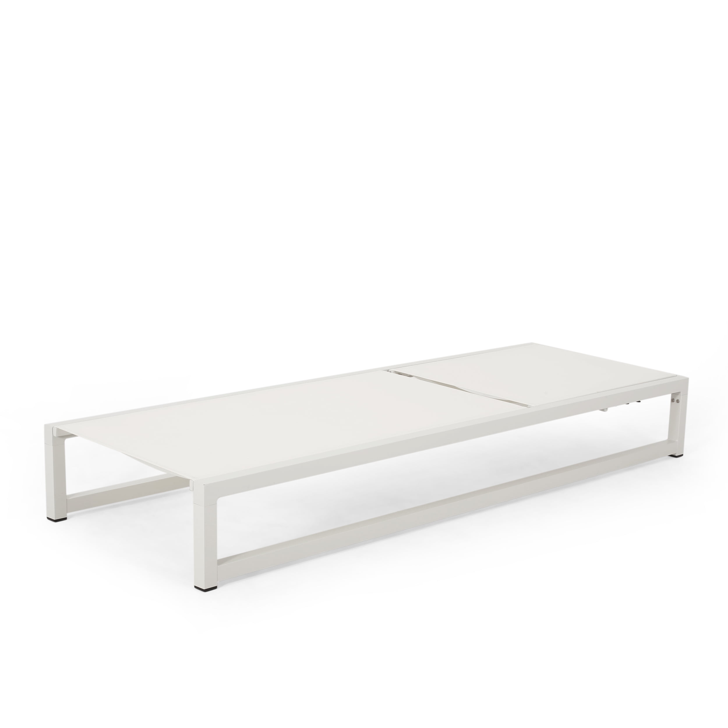 Noble House Modesta Outdoor Aluminum Chaise Lounge with Mesh Seating White