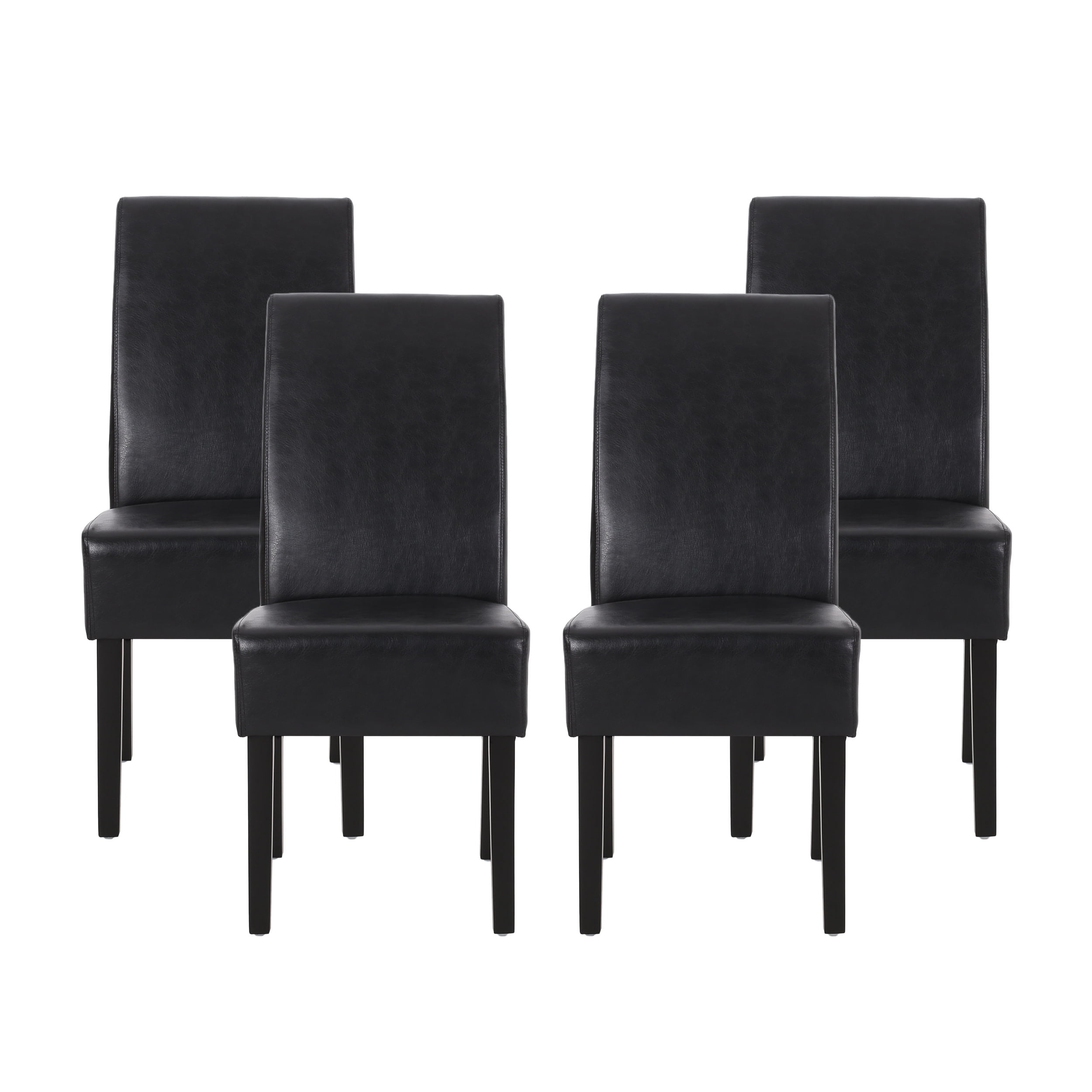 Noble House Monita Contemporary Faux Leather Dining Chairs, Set of 4, Black