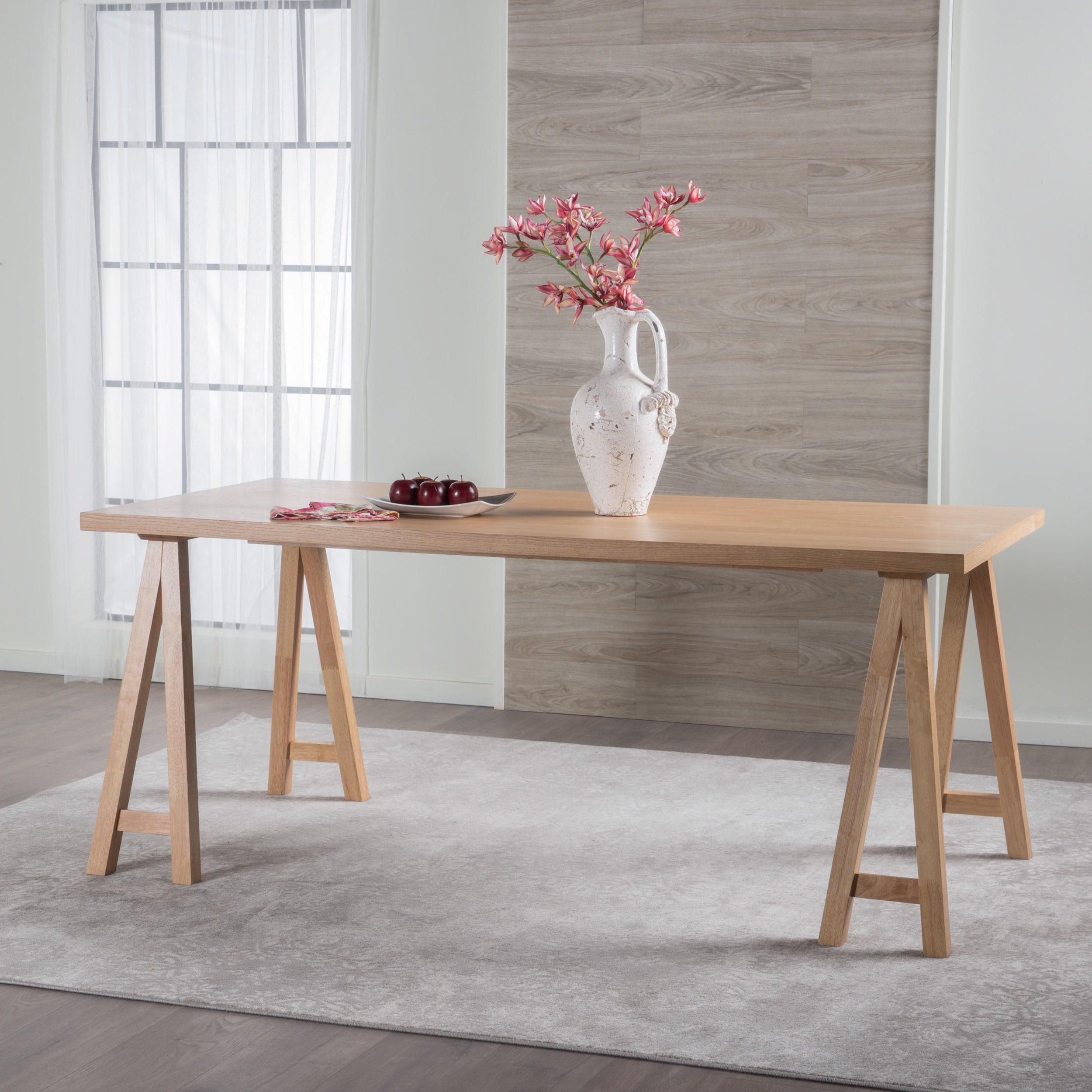 Noble House Montecito Modern Farmhouse Wood Dining Table, Brown Finish