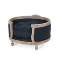 thumbnail image 1 of Noble House Moreno Fabric and Wood Frame Medium Pet Bed, Navy Blue and Antique Natural, 1 of 9