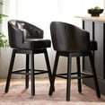 thumbnail image 1 of Noble House Morgan Brown Bonded Leather Swivel Bar Stool (Set of 2), 1 of 10