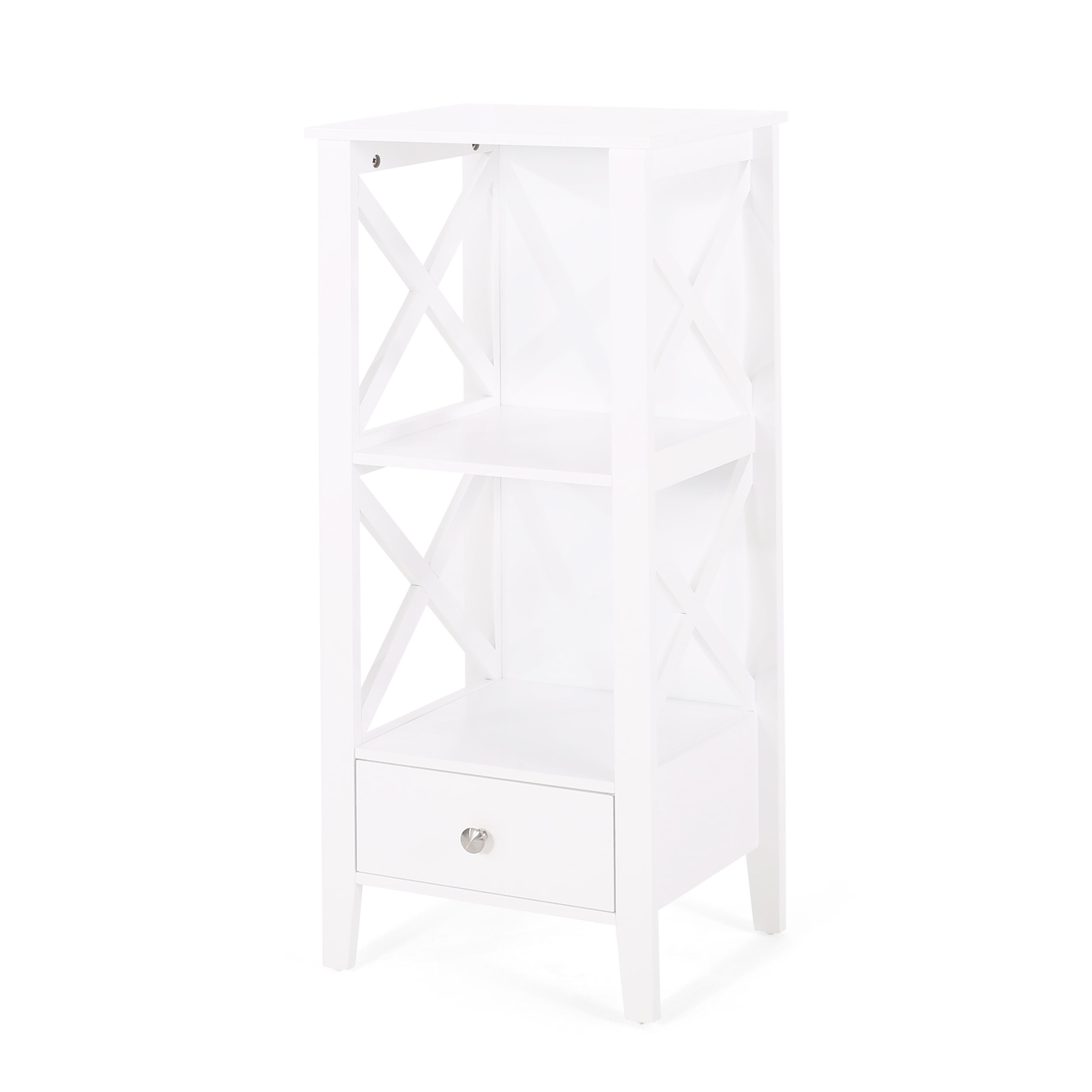 Noble House Mulligan Bathroom Floor Storage Rack with Drawer, White ...