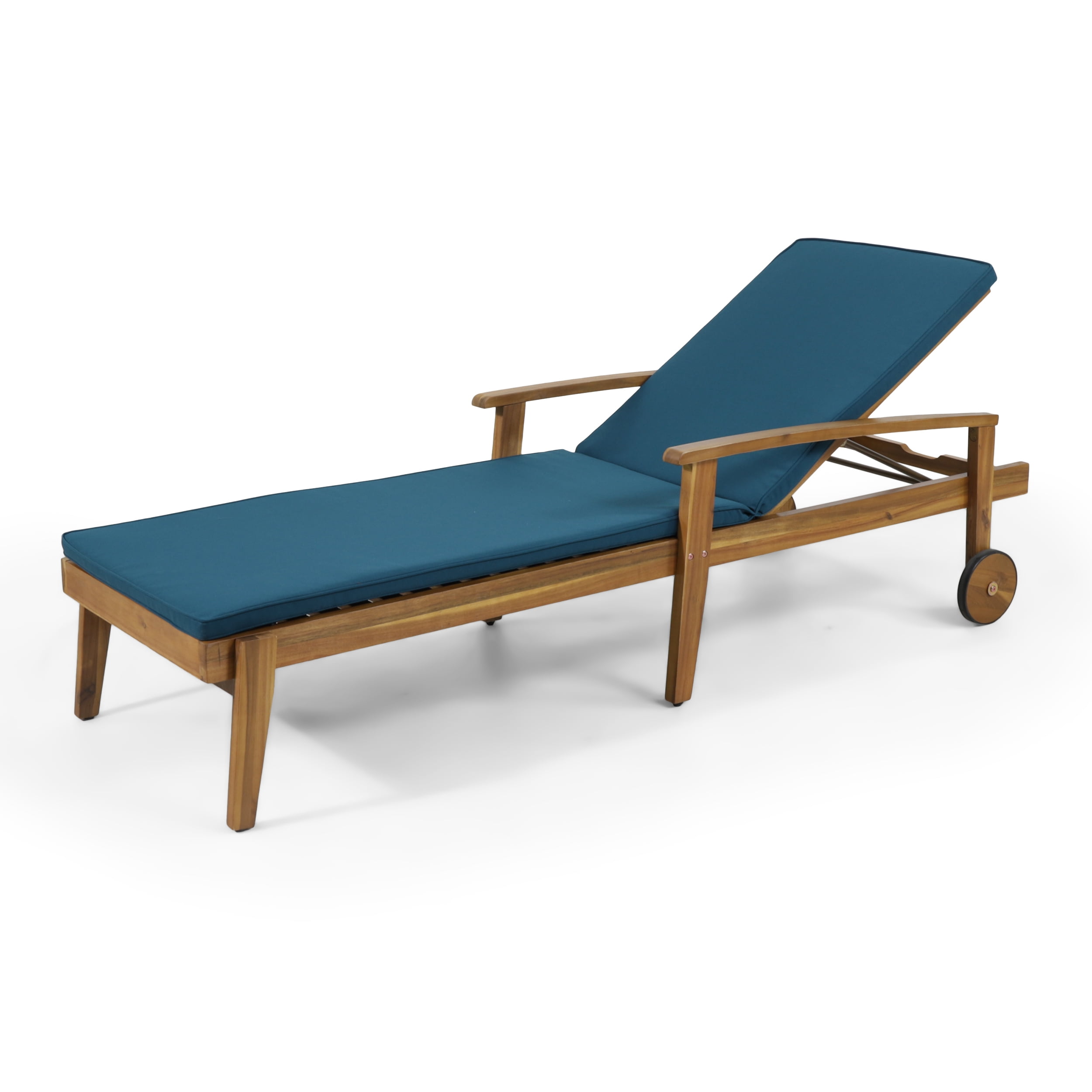 Noble House Multiple Positions Acacia wood Outdoor Chaise Lounge - Blue