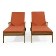 thumbnail image 1 of Noble House Multiple Positions Acacia wood Outdoor Chaise Lounge - Set of 2 - Teak and Orange, 1 of 8