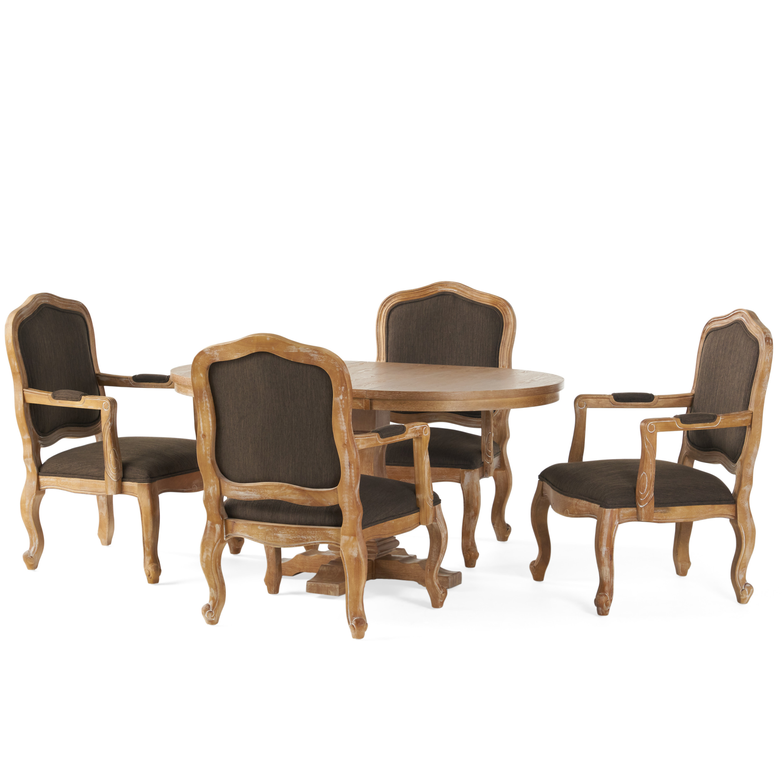 Noble House Munro Wood 5Piece Expandable Oval Dining Set, Natural and