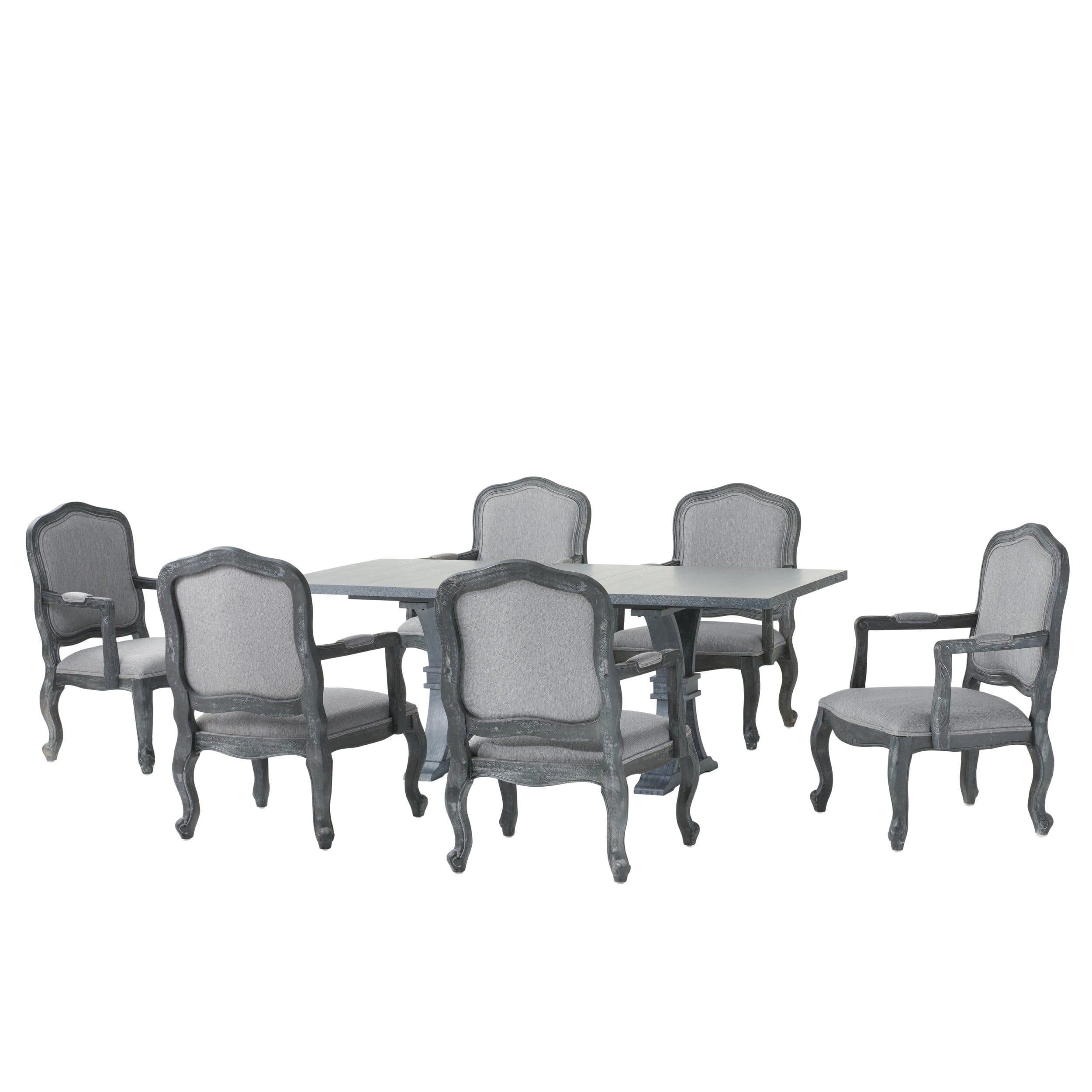 Noble House Munro Wood 7Piece Expandable Dining Set, Gray
