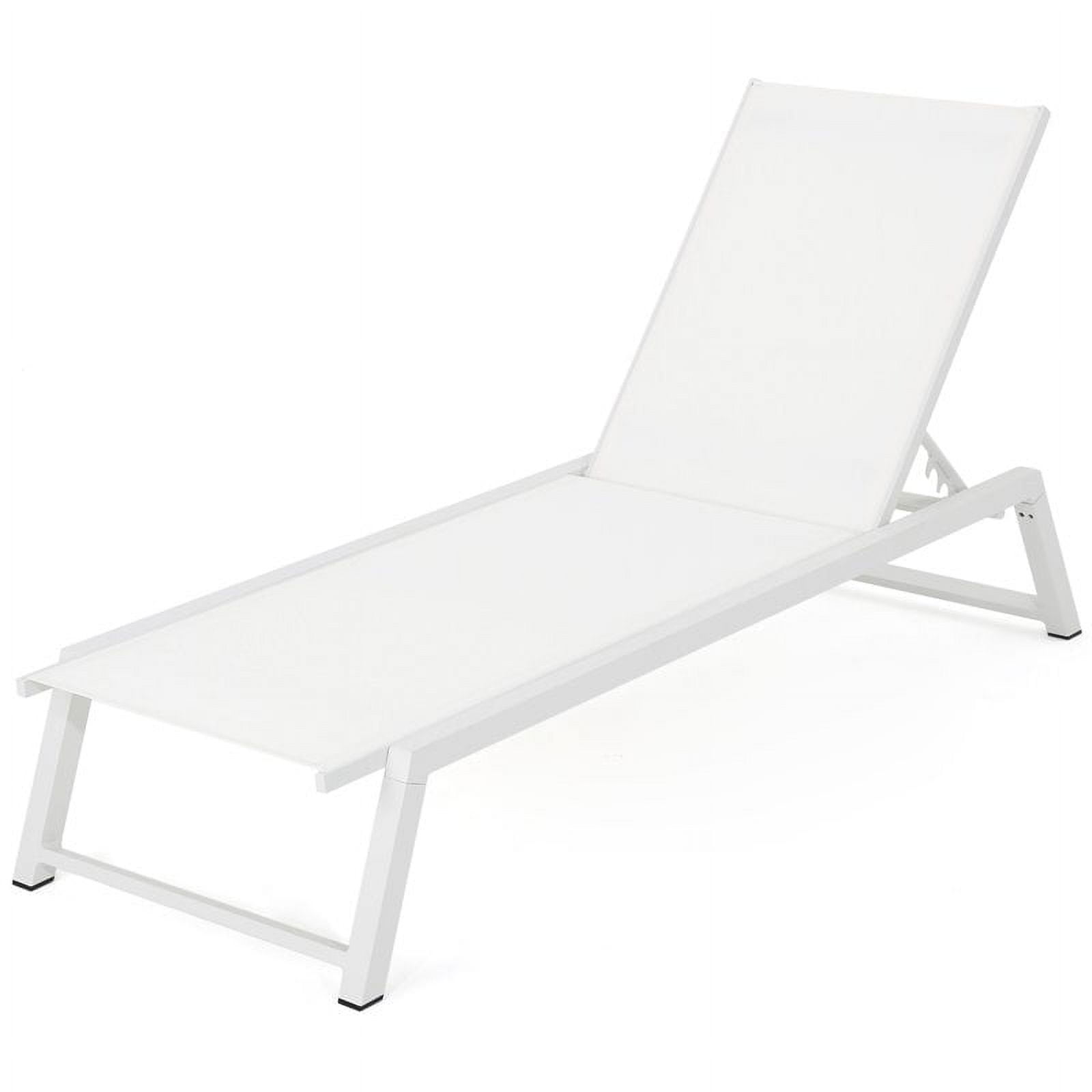 Noble House Myers Outdoor White Mesh Chaise Lounge with White Aluminum