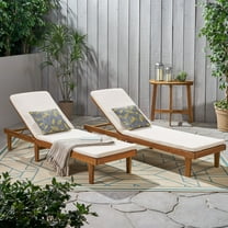 Noble House Nadine Outdoor Wood Lounge Cushion (Set of 2) Teak/Cream