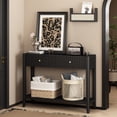 thumbnail image 1 of Noble House Narrow Wooden Console Table, Entryway Accent Sofa Table with Hidden Drawers and Storage Shelf, Black, 1 of 10