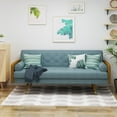 thumbnail image 1 of Noble House Nathanial Fabric Tufted Sofa, Blue, Dark Walnut, 1 of 7