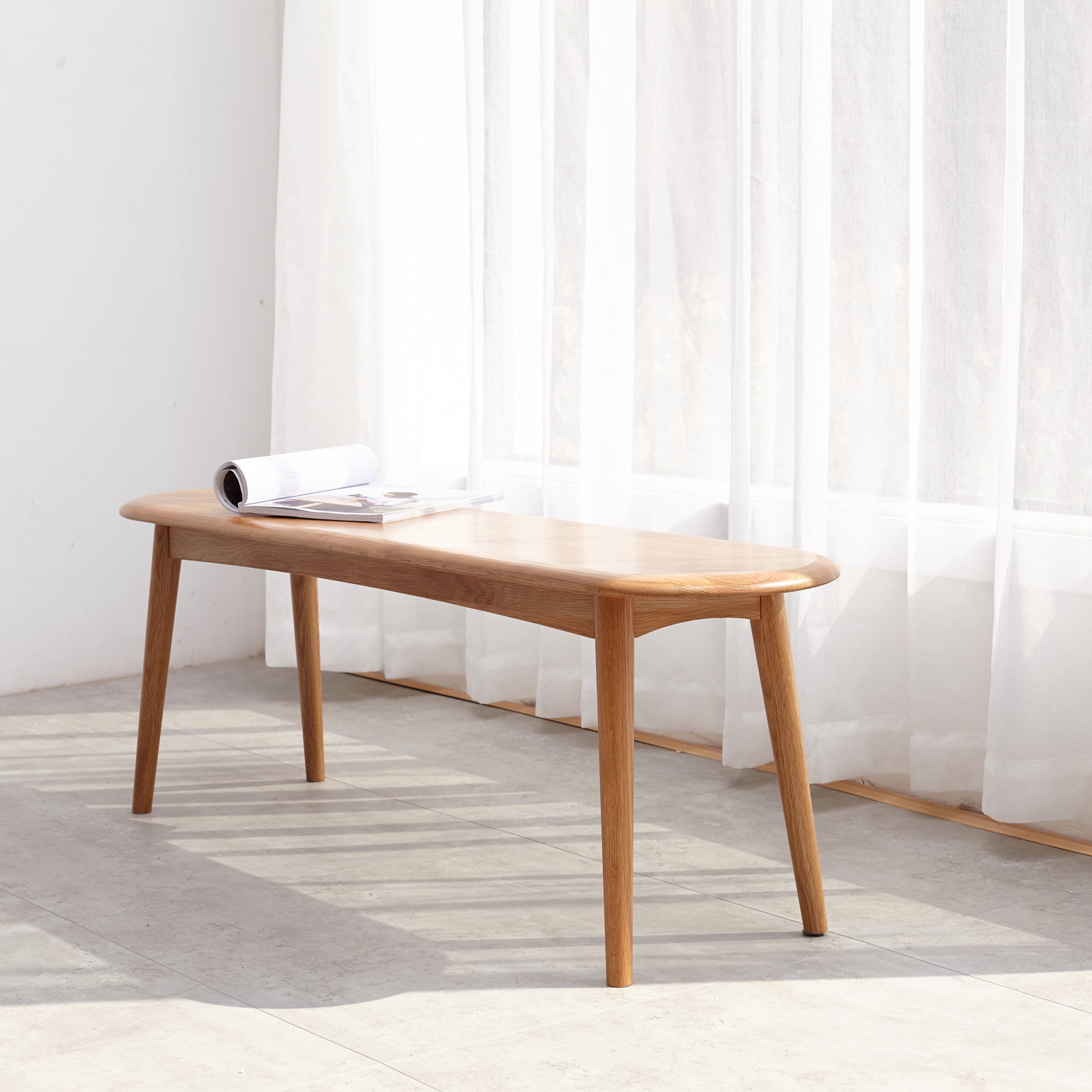 Noble House Natural Solid Oak Dining Bench, Half-Round Design with Wide Sitting Surface, Durable Oak Wood Bench for Dining Room, Living Room, or Entryway, Versatile Use, OAK
