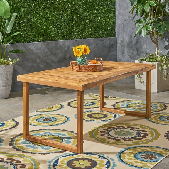 Noble House Nestor 69" Wooden Patio Dining Table in Sandblast Natural
