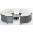 thumbnail image 1 of Noble House Newton 8 Seater Round Wicker Sectional Sofa Set Gray/White, 1 of 4