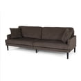 thumbnail image 1 of Noble House Nikodem 3 Seater Fabric Sofa with Accent Pillows, Brown, 1 of 6
