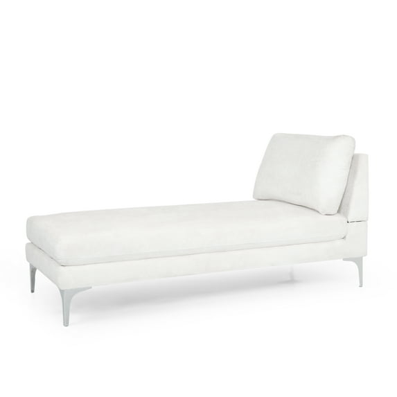 Noble House Niles Indoor Fabric Upholstered Chaise Lounge, Ivory