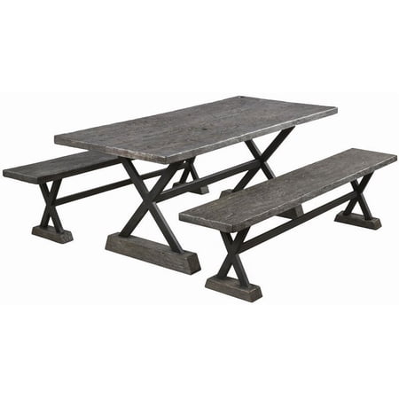 Noble House Numana 3 Piece Concrete Patio Dining Set in Gray and Black