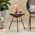 thumbnail image 1 of Noble House Nusa Outdoor Tempered Glass Top Faux Rattan Side Table in Black, 1 of 10
