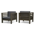 thumbnail image 1 of Noble House Oana Mid-Century, Modern Acacia Wood Club Chair, Gray/Dark Gray (Set of 2), 1 of 8
