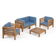 thumbnail image 1 of Noble House Oana Outdoor 4 Seater Loveseat Chat Set Teak, 1 of 10