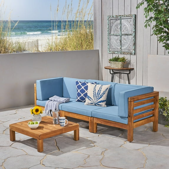 Noble House Oana Outdoor Modular Sofa & Table Set Teak