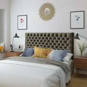 Noble House Ochoa Velvet Contemporary Queen-Full Headboard, Grey
