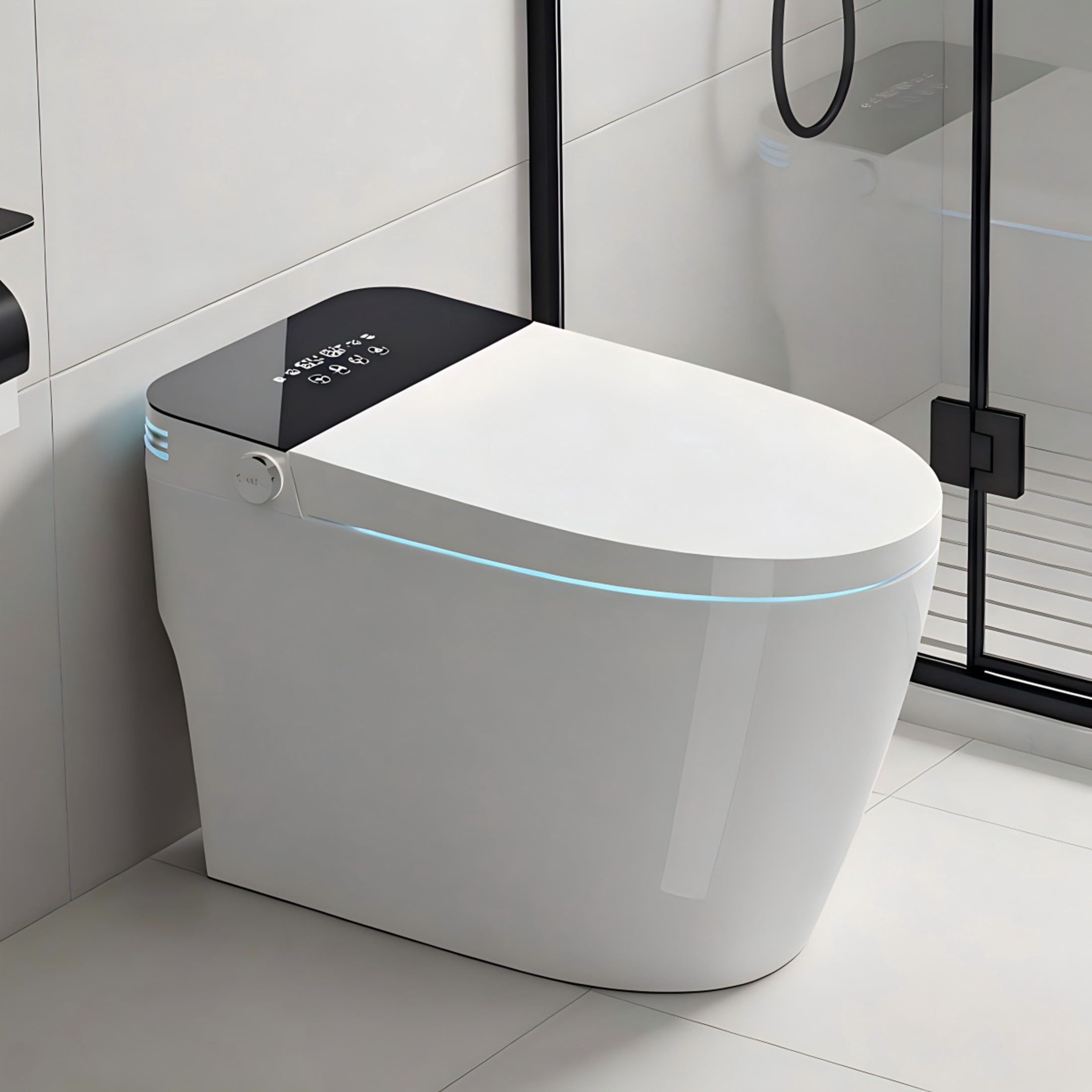 Noble House One-Piece Tankless Smart Toilet with Bidet, Automatic Open Sensor, Heated Seat, Foot Sensor Flush, White