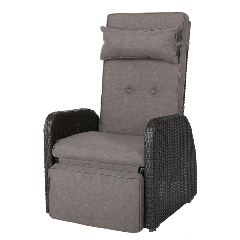 Grey Cushioned Aluminum Reclining Lounge Chair