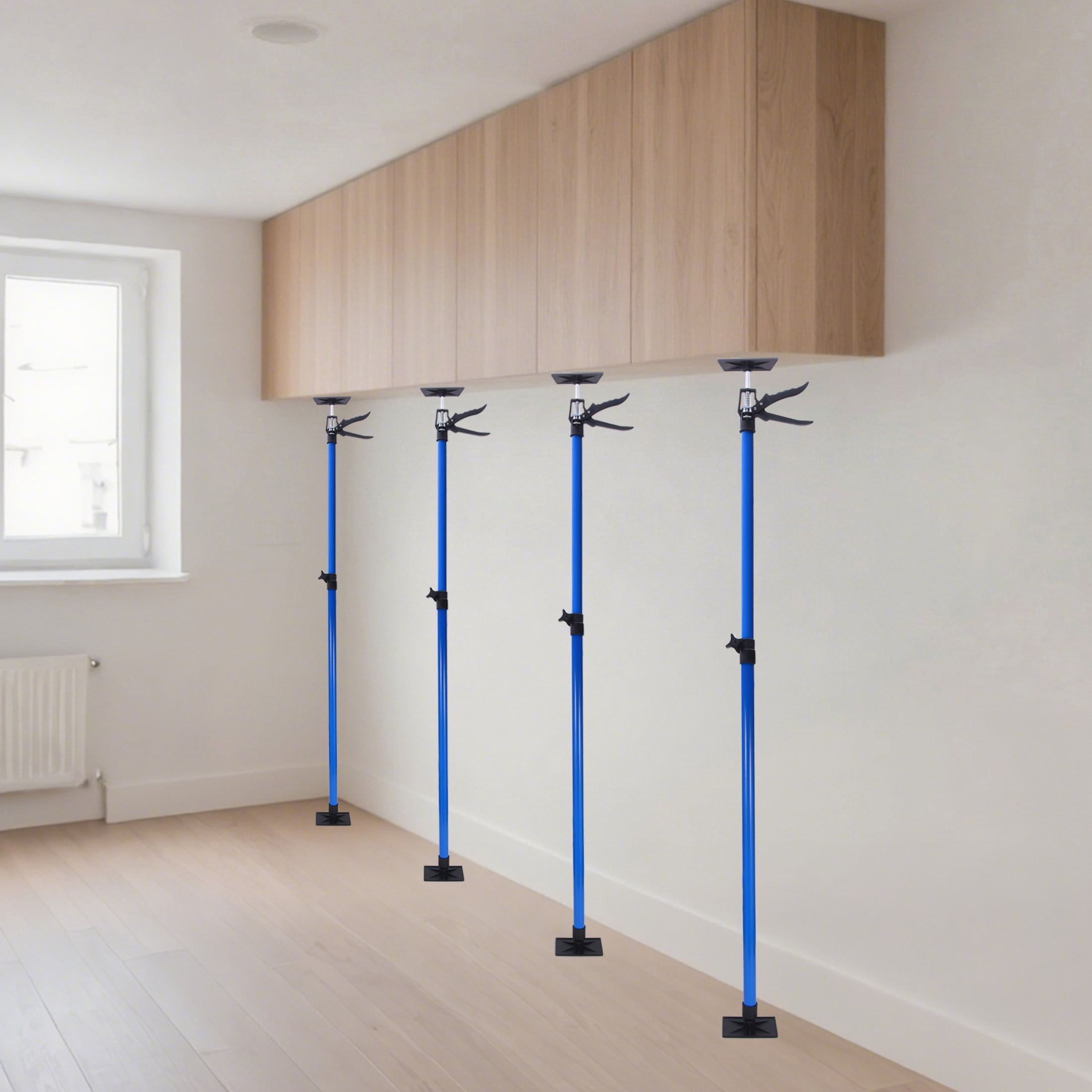 Noble House Outdoor 360° Rotating Adjustable Support Rod Set with Tilt Stand and Non-Slip Pads, Blue, Set of 4