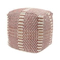 thumbnail image 1 of Noble House Outdoor Handcrafted Boho Water Resistant Cube Pouf, Red and Orange, 1 of 5