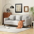 thumbnail image 1 of Noble House Ovando Fabric 3 Seater Sofa with Accent Pillows, Light Gray, 1 of 10