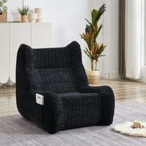 Noble House Oversized Bean Bag Chair with Armrests, Comfy Lazy Floor Accent Sofa for Living Room & Bedroom, Black