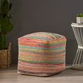thumbnail image 1 of Noble House Paisley Boho Jute and Chindi Pouf in Multicolor, 1 of 7
