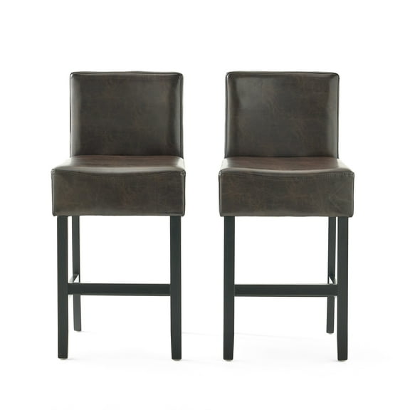 Noble House Payton Brown Bonded Leather Counter Stools (Set of 2)