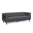 thumbnail image 1 of Noble House Penman Fabric Tufted 3 Seater Sofa, Charcoal and Brown, 1 of 7