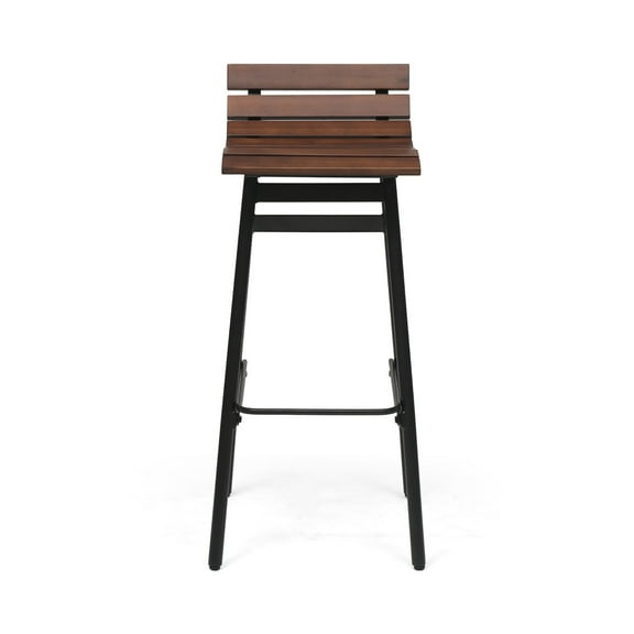Noble House Pepperwood 35" Wood Barstools in Dark Brown/Black (Set of 2)
