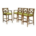 thumbnail image 1 of Noble House Perla Outdoor Acacia Wood Barstools Teak and Green (Set of 4), 1 of 18