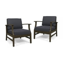 Noble House Perla Outdoor Acacia Wood Club Chair in Dark Gray (Set of 2)
