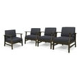 thumbnail image 1 of Noble House Perla Outdoor Acacia Wood Club Chair in Dark Gray (Set of 4), 1 of 5
