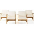 thumbnail image 1 of Noble House Perla Outdoor Teaked Acacia Wood Chair with Cream Cushion (Set of 4), 1 of 12