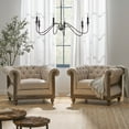 thumbnail image 1 of Noble House Petes Fabric Chesterfield Tufted Club Chairs, Set of 2, Beige and Dark Brown, 1 of 8