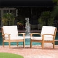 thumbnail image 1 of Noble House Peyton Outdoor Wooden Club Chairs w/ Beige Cushions (Set of 2), 1 of 12