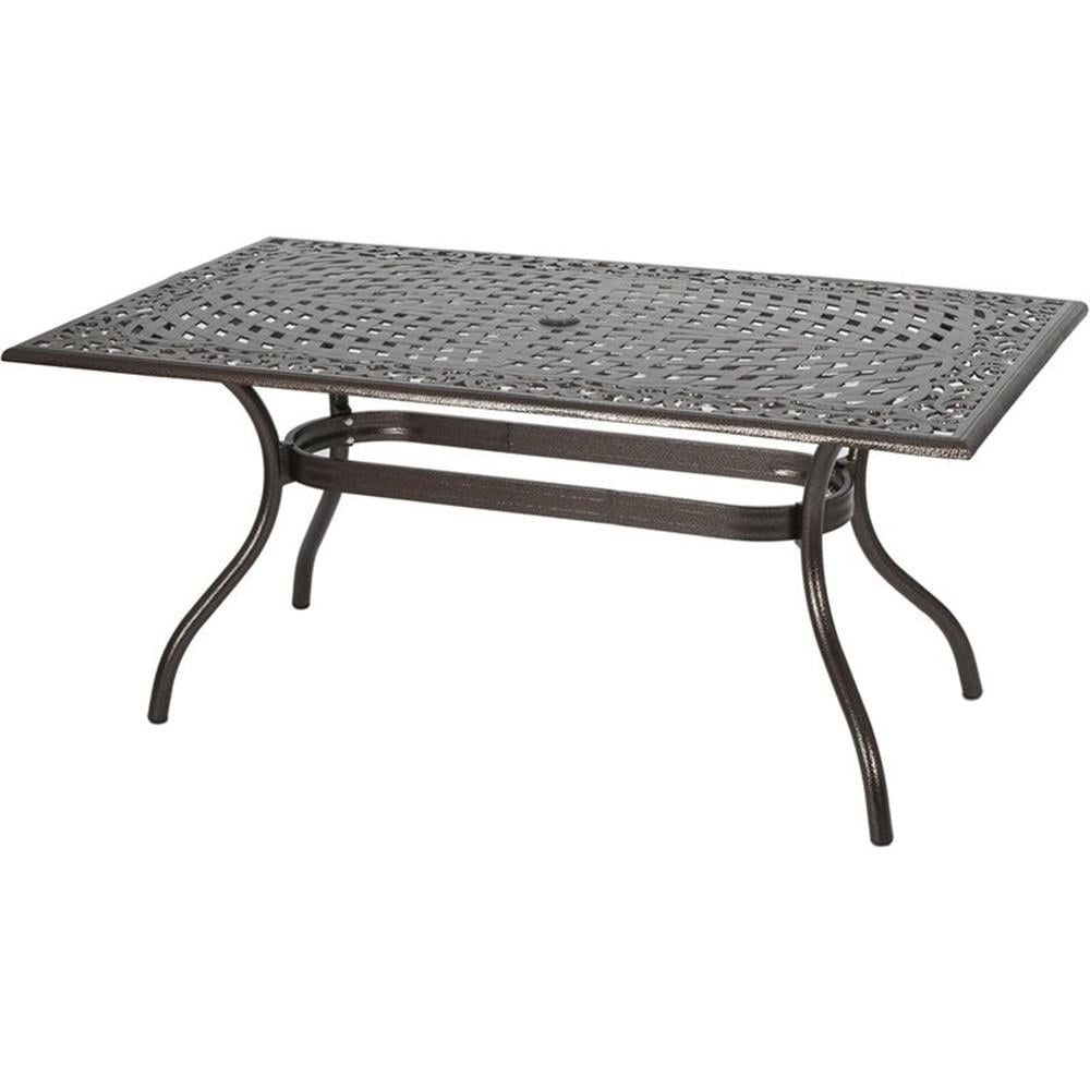 Phoenix Hammered Bronze Cast Aluminum Rectangular Patio Dining Table