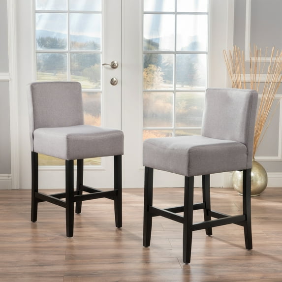 Noble House Pico Indoor Light Grey Fabric Counter Stools (Set of 2)